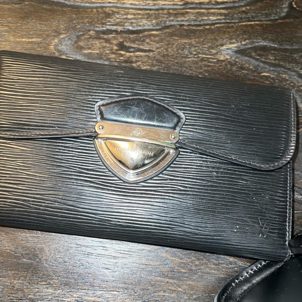 louis vuitton black leather handbag with wallet - Picture 8 of 9